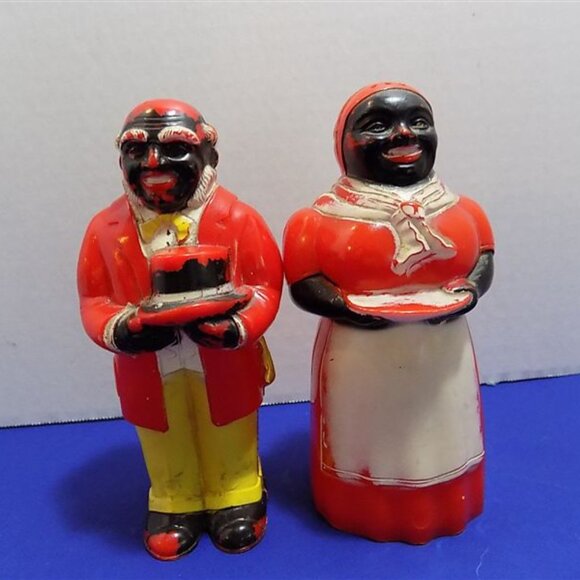 Vintage Black Americana Mammy Butler Cooks Chefs Salt and Pepper Shakers USA - Picture 1 of 7